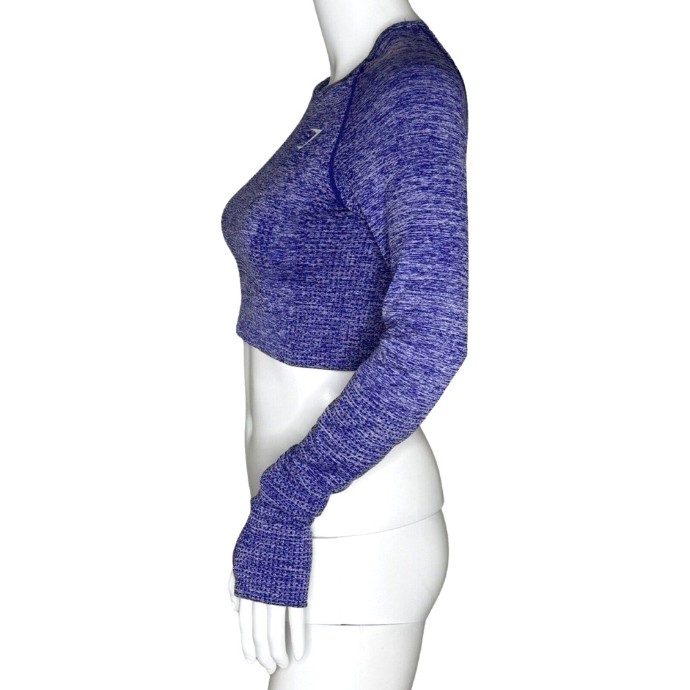 Gymshark Shirt Womens Medium Purple Seamless Crop Top Neutral Workout Athleisure - Picture 3 of 8